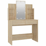 Dressing Table Set with LED Sonoma Oak Engineered Wood