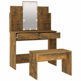 Dressing Table Set with LED Smoked Oak Engineered Wood - Rear View