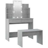 Dressing Table Set with LED Grey Sonoma Engineered Wood - Front View
