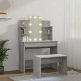 Dressing Table Set with LED Grey Sonoma Engineered Wood