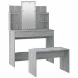 Dressing Table Set with LED Grey Sonoma Engineered Wood