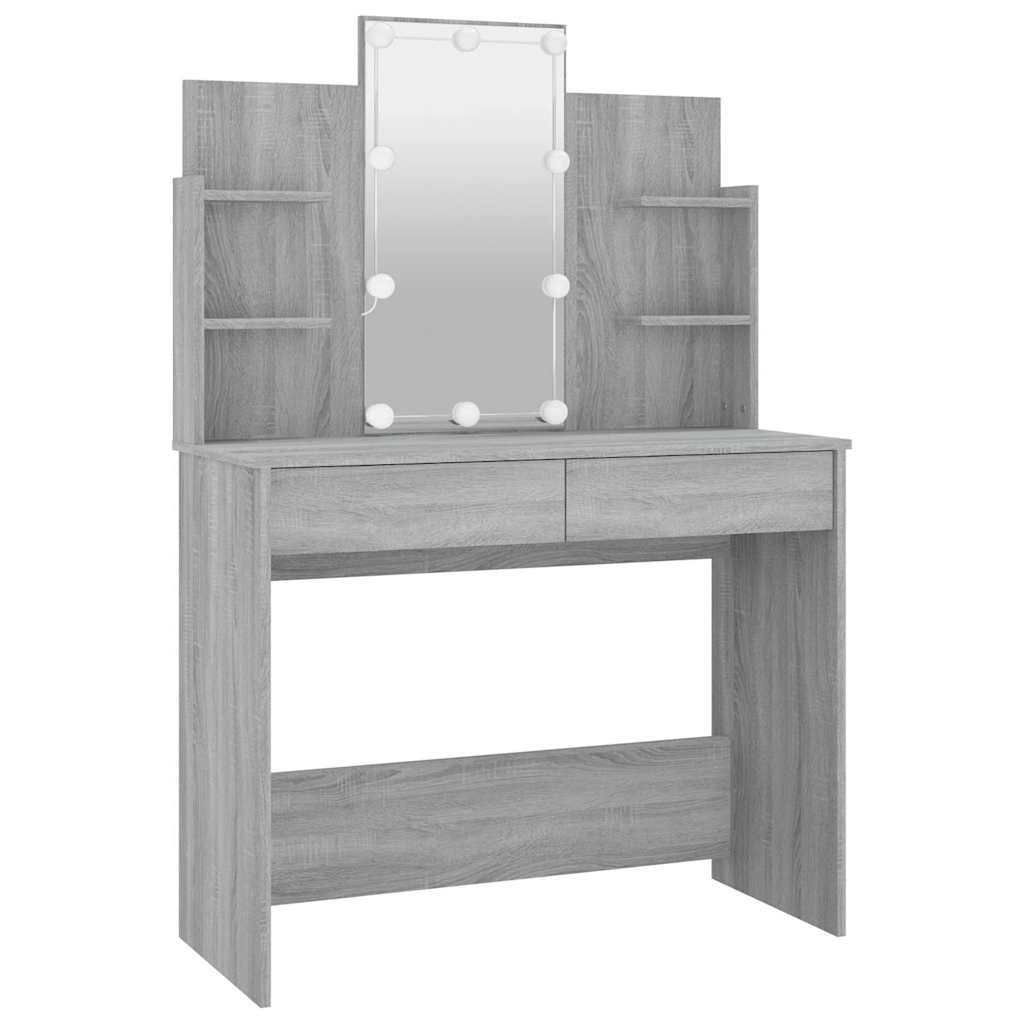 Dressing Table Set with LED Grey Sonoma Engineered Wood