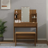 Dressing Table Set with LED Brown Oak Engineered Wood