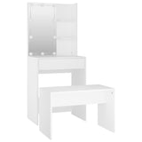 Dressing Table Set with LED White Engineered Wood - Top-Down View