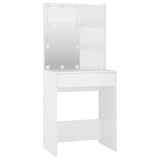 Dressing Table Set with LED White Engineered Wood - Rear View