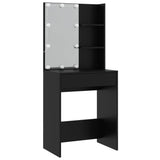 Dressing Table Set with LED Black Engineered Wood - Rear View