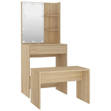 Dressing Table Set with LED Sonoma Oak Engineered Wood - Top-Down View