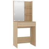 Dressing Table Set with LED Sonoma Oak Engineered Wood - Rear View