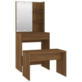 Dressing Table Set with LED Brown Oak Engineered Wood - Top-Down View