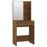 Dressing Table Set with LED Brown Oak Engineered Wood - Rear View