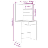 Dressing Table Set Smoked Oak 74.5x40x141 cm