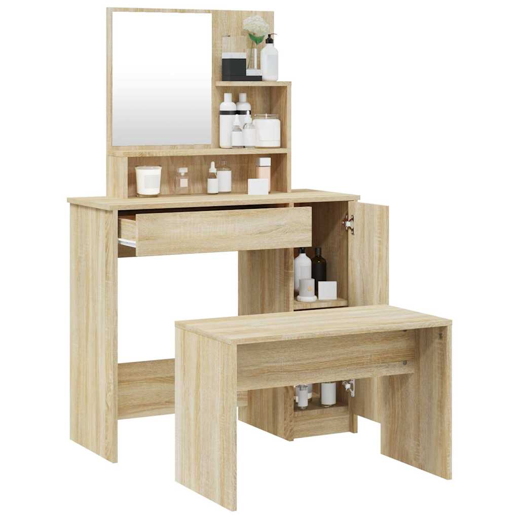 Dressing Table Set Sonoma Oak 86,5x35x136 cm