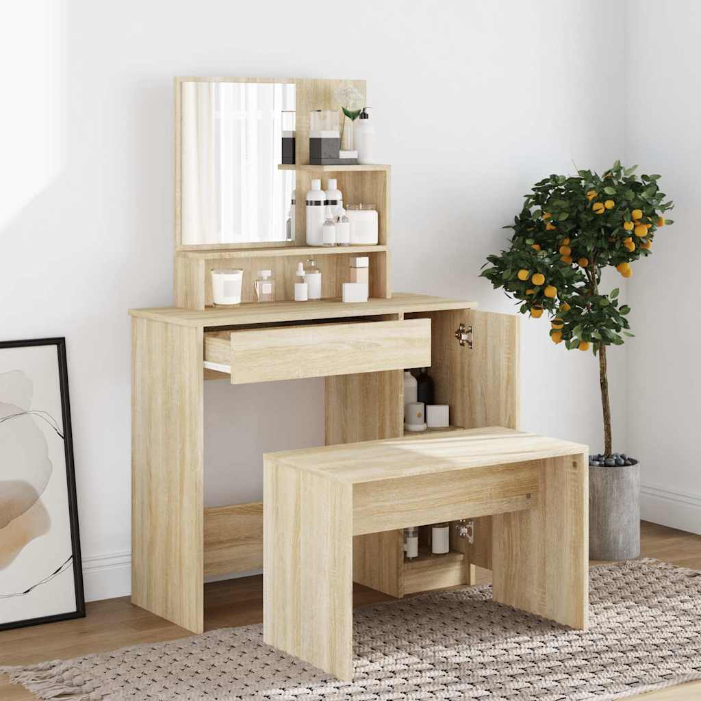 Dressing Table Set Sonoma Oak 86,5x35x136 cm