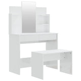 Dressing Table Set High Gloss White 96x40x142 cm