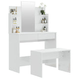 Dressing Table Set High Gloss White 96x40x142 cm - Side View