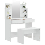 Dressing Table Set High Gloss White 96x40x142 cm