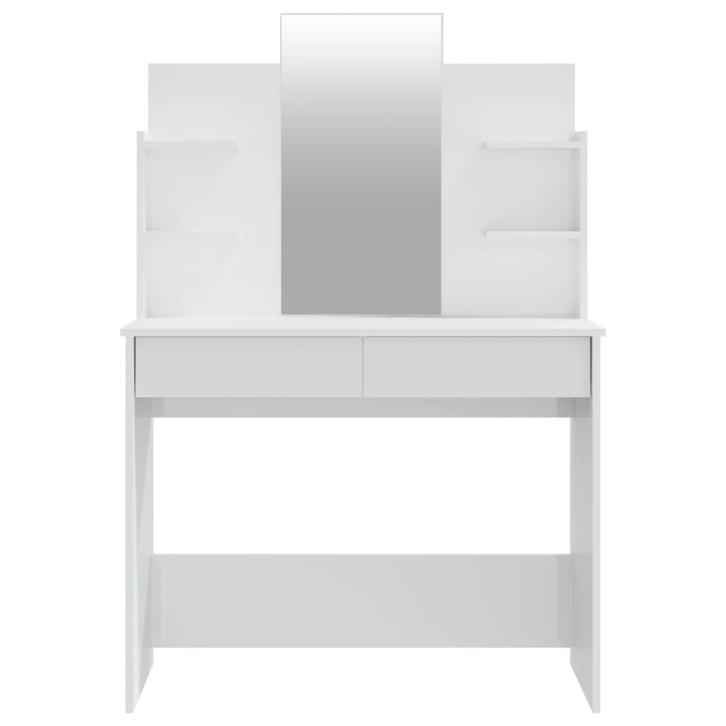 Dressing Table Set High Gloss White 96x40x142 cm