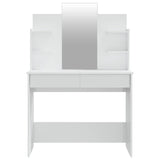 Dressing Table Set High Gloss White 96x40x142 cm - Rear View