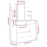 Dressing Table Set High Gloss White 96x40x142 cm