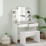 Dressing Table Set High Gloss White 96x40x142 cm