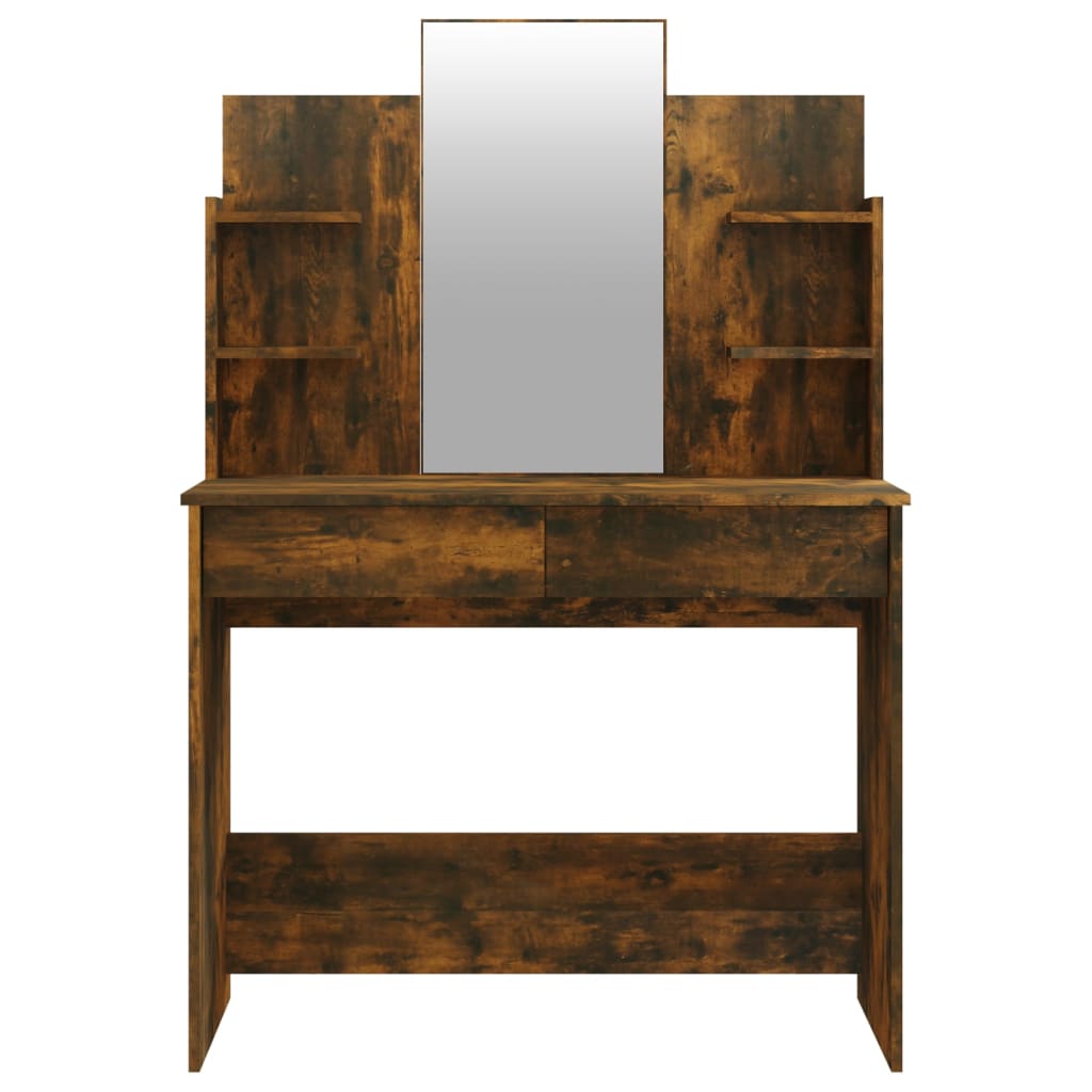 Dressing Table Set Smoked Oak 96x40x142 cm