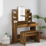 Dressing Table Set Smoked Oak 96x40x142 cm
