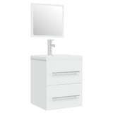 Sink Cabinet with Built-in Basin White Engineered Wood - Front View