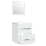 Sink Cabinet with Built-in Basin White Engineered Wood - 45-Degree Angle