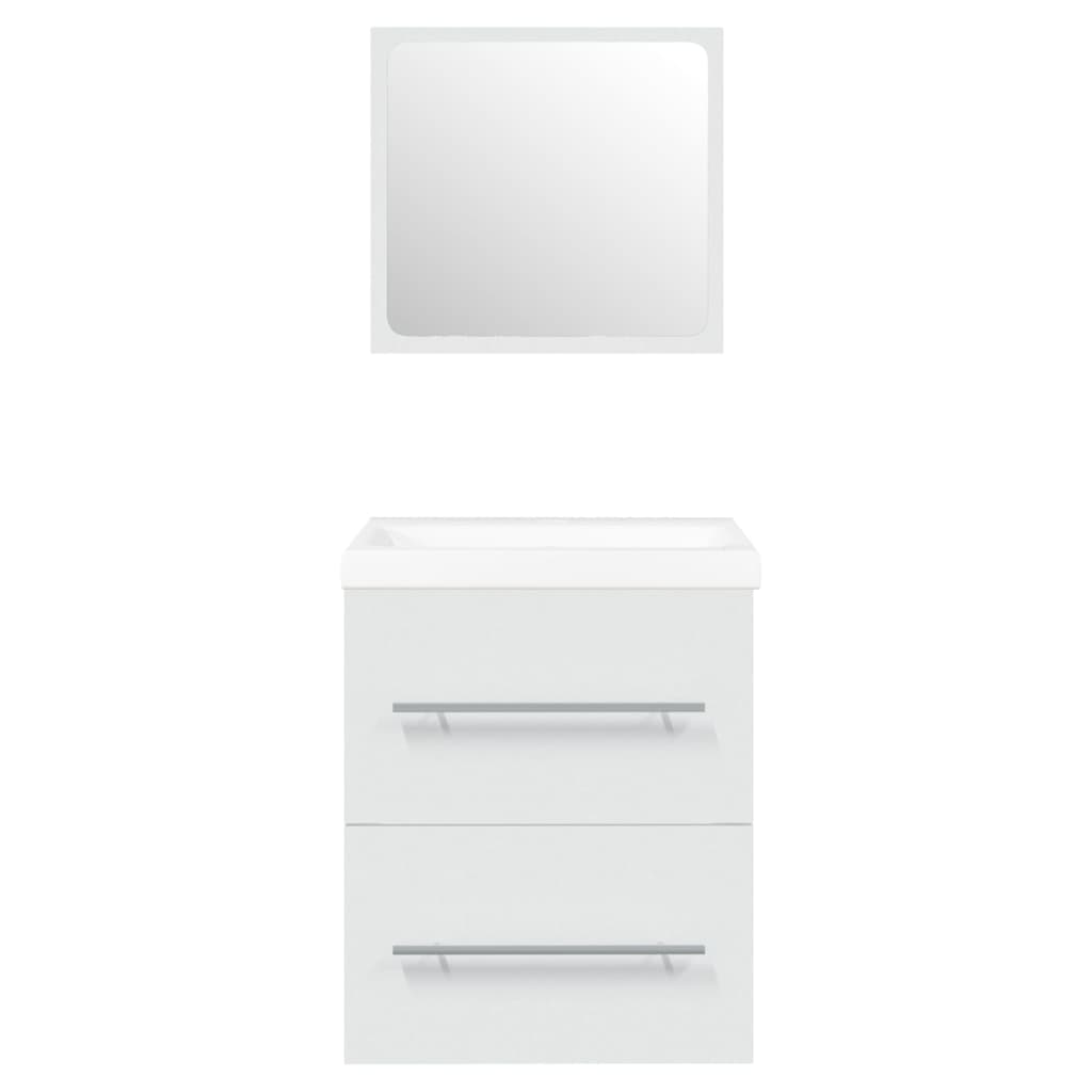 Sink Cabinet with Built-in Basin White Engineered Wood