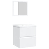 Bathroom Sink Cabinet with Basin and Mirror White - Front View