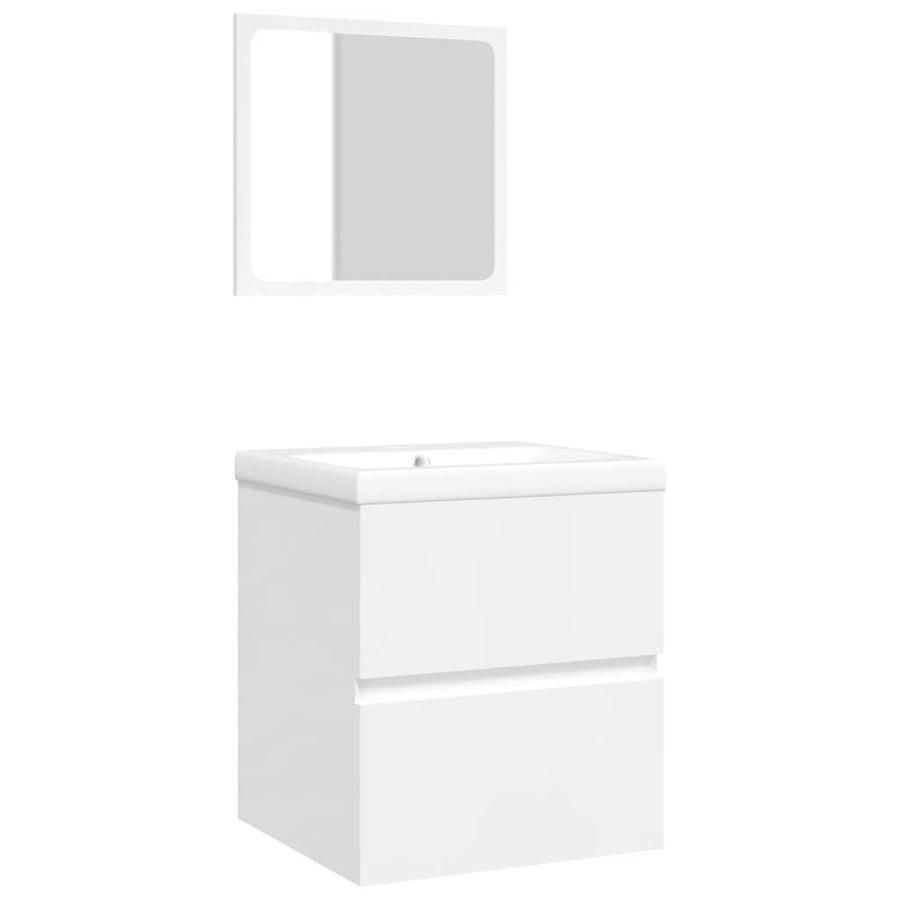 Bathroom Sink Cabinet with Basin and Mirror White