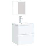 Bathroom Sink Cabinet with Basin and Mirror White - Side View