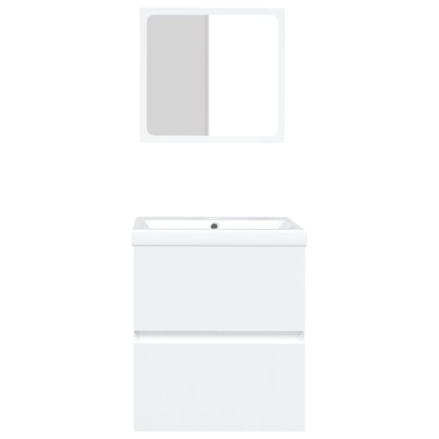 Bathroom Sink Cabinet with Basin and Mirror White