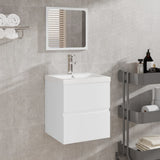 Bathroom Sink Cabinet with Basin and Mirror White