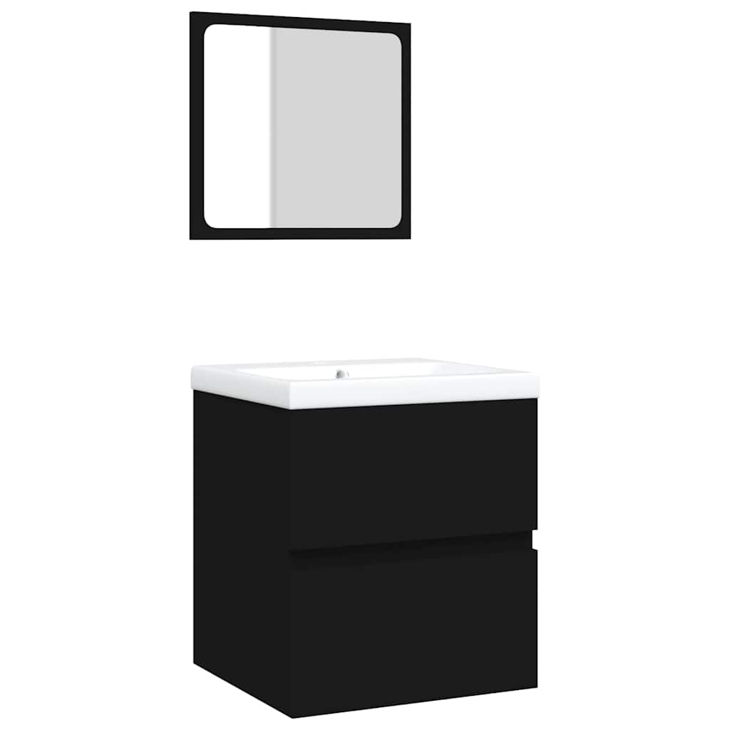 Bathroom Sink Cabinet with Basin and Mirror Black