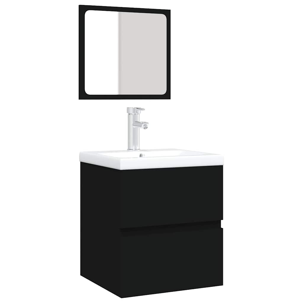 Bathroom Sink Cabinet with Basin and Mirror Black