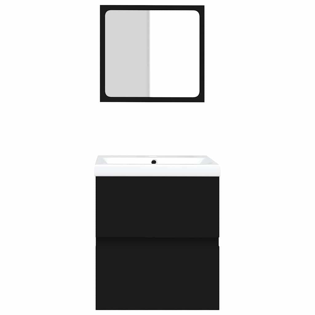 Bathroom Sink Cabinet with Basin and Mirror Black