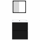 Bathroom Sink Cabinet with Basin and Mirror Black - Top-Down View