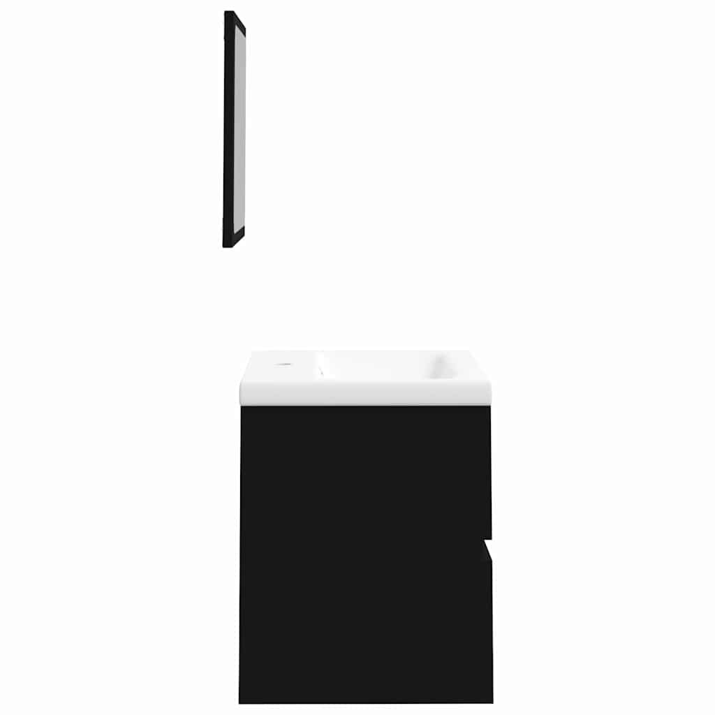 Bathroom Sink Cabinet with Basin and Mirror Black