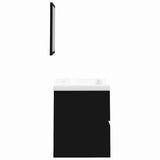 Bathroom Sink Cabinet with Basin and Mirror Black - 45-Degree Angle