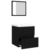 Bathroom Sink Cabinet with Basin and Mirror Black