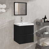 Bathroom Sink Cabinet with Basin and Mirror Black