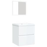 Bathroom Sink Cabinet with Basin and Mirror High Gloss White