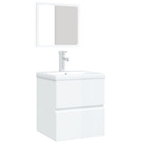 Bathroom Sink Cabinet with Basin and Mirror High Gloss White