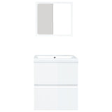 Bathroom Sink Cabinet with Basin and Mirror High Gloss White