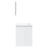 Bathroom Sink Cabinet with Basin and Mirror High Gloss White - 45-Degree Angle
