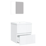 Bathroom Sink Cabinet with Basin and Mirror High Gloss White