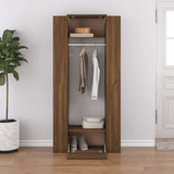 Hallway Cabinets 2 pcs Brown Oak Engineered Wood - Side View