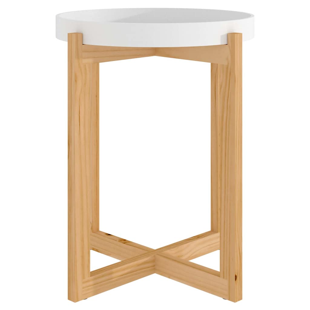 Coffee Table White 41x41x48.5cm Engineered Wood&Solid Wood Pine