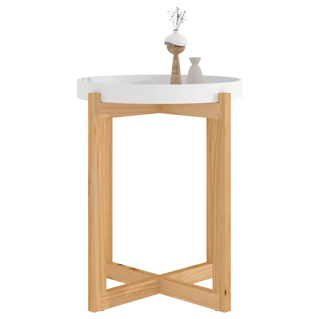 Coffee Table White 41x41x48.5cm Engineered Wood&Solid Wood Pine